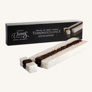 Torrons Vicens Coconut with Chocolate nougat (turrón : torró de Coco con Chocolate), Excellence line, case 300g